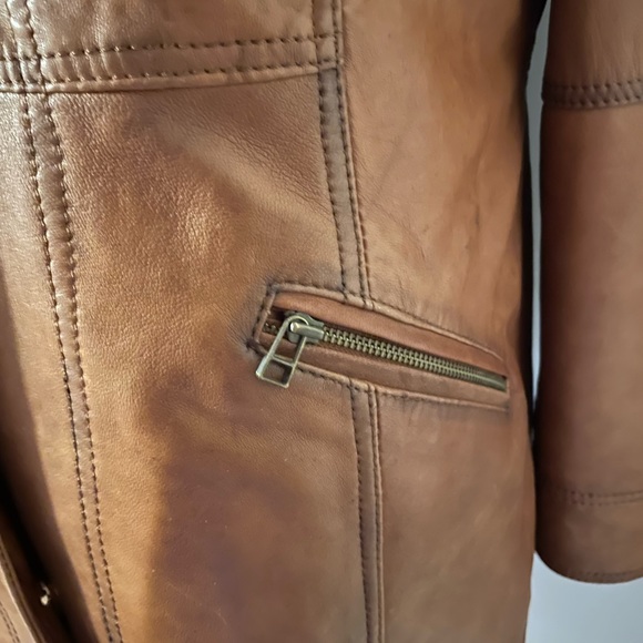 Cognac🌷24”PTP trench leather lined coat blazer longline d… - Picture 5 of 11